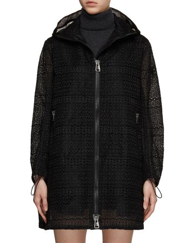 Ermanno Scervino Sheer Zip Up Hooded Coat - Black
