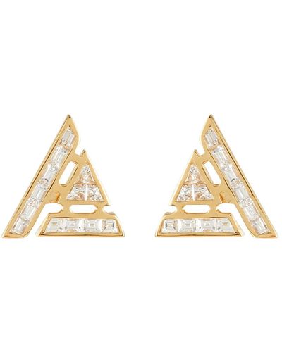 Kavant & Sharart 'geoart' Diamond 18k Gold Triangular Earrings - Metallic