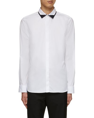 Neil Barrett Contrast Collar Detail Slim Fit Cotton Shirt - White