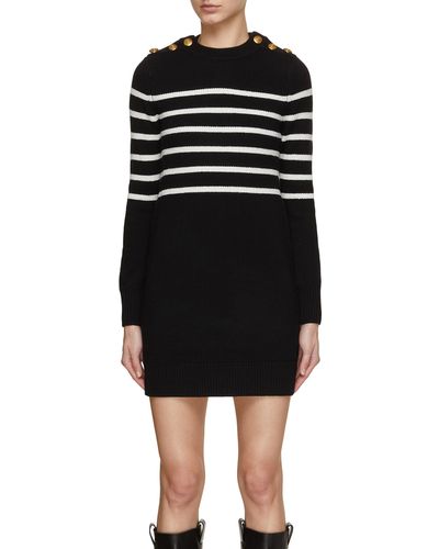 Mo&co. Striped Knit Mini Dress - Black