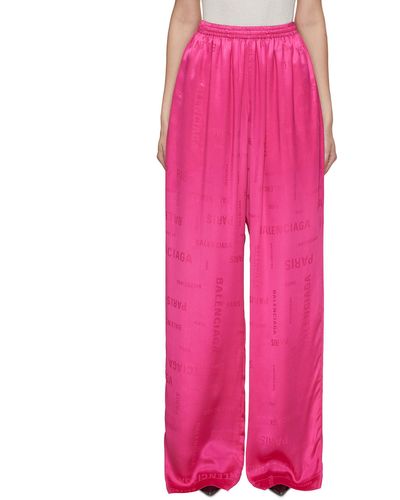 Balenciaga Fluid Logo Jacquard Silk Pants - Pink