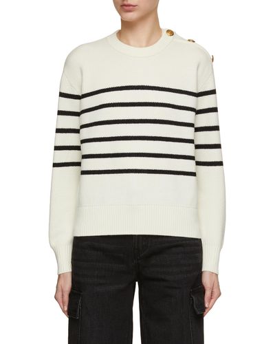 Mo&co. Striped Knit Sweater - Natural