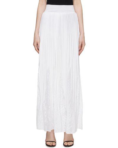 Balmain Lace Detail Knit Maxi Skirt - White