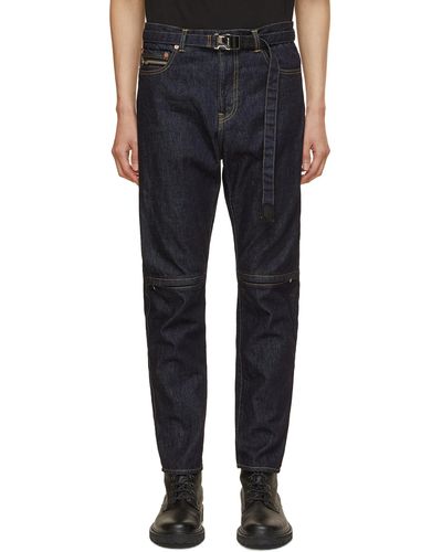 Sacai Belted Zippered Slit Jeans - Black