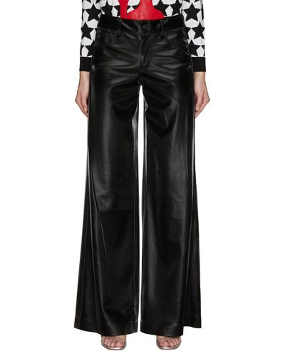 Alice + Olivia Trish Shiny Vegan Leather Baggy Pants - Black