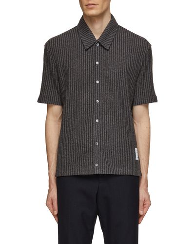 Thom Browne College Striped Tweed Shirt - Black