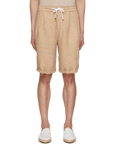 Brunello Cucinelli Dyed Linen Bermuda Shorts - Natural