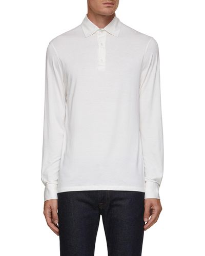 Isaia Pelleovo Silk Cotton Polo Shirt - White