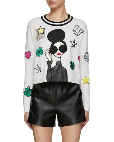 Alice + Olivia Gleeson Stace Face Sweater - Gray