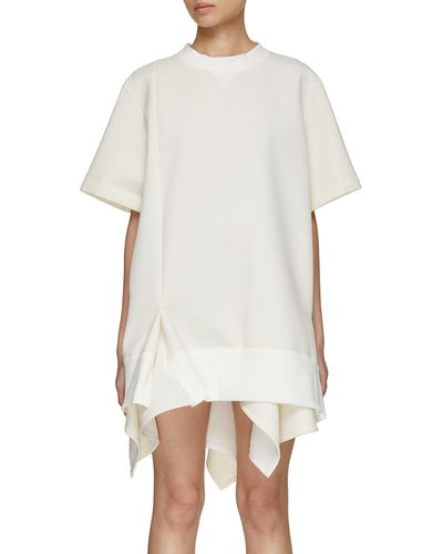Sacai Asymmetrical Peplum Hem Dress - White