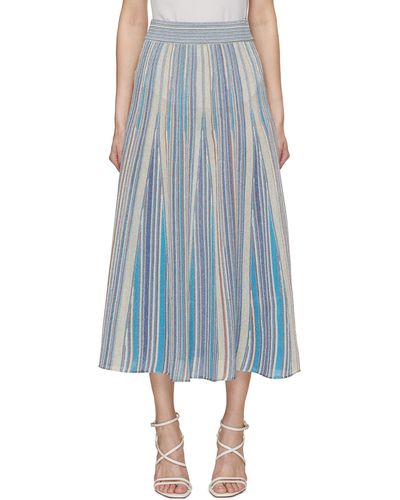 Marella Stripe Lurex Knit Skirt - Blue