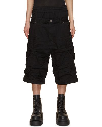 we11done Crinkled Low Slung Denim Shorts - Black