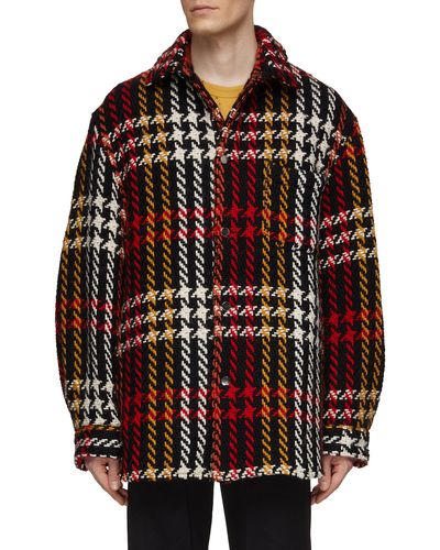 Song For The Mute Oversized Wool Painter Jacket - Red