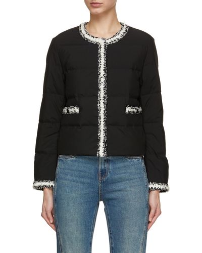 Mo&co. Contrast Trim Quilted Jacket - Black