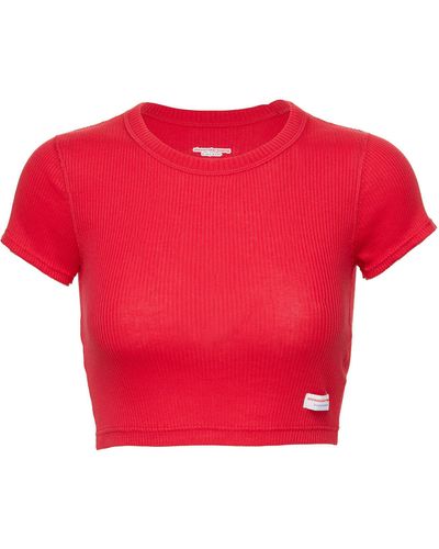 Alexander Wang Bodywear Cropped Ribbed Crewneck T-shirt - Red