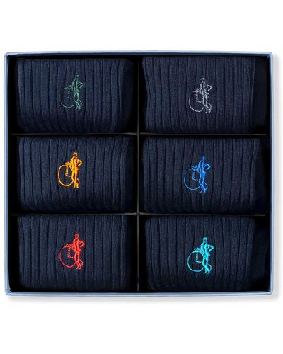 London Sock Company Simply Navy Socks Gift Box — Set Of 6 - Blue