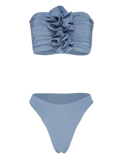 Maygel Coronel Ruched Rose Bikini Set - Blue