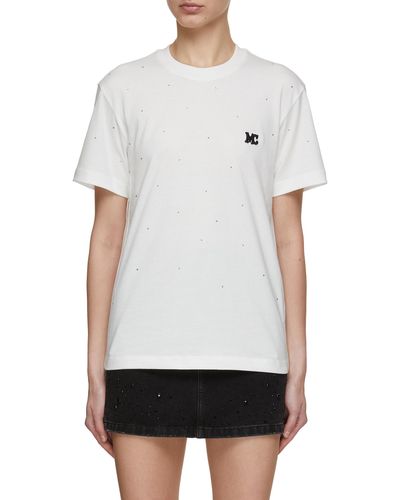 Mo&co. Rhinestones Logo T-shirt - White