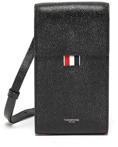 Thom Browne Pebble Grain Leather Phone Holder - Black