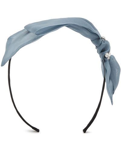Jennifer Ouellette Silk Organza Rhinestone Embellished Headband - Blue
