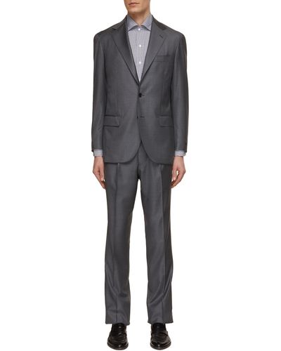 Ring Jacket Single Breasted Wool Suit - Gray