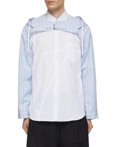 Comme des Garçons Striped Hooded Extra Cropped Jacket - White
