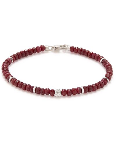 Tateossian 'nodo Precious' Ruby Bead Silver Bracelet - Red