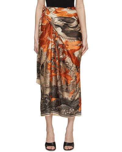 Biyan Magali Jungle Print Silk Skirt - Multicolor