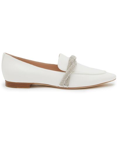 Rodo Strass Embellished Braid Leather Loafers - White