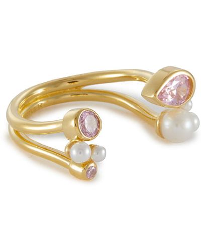 Completedworks Freshwater Pearl Pink Cubic Zirconia 18ct Gold Plated Rings - Metallic