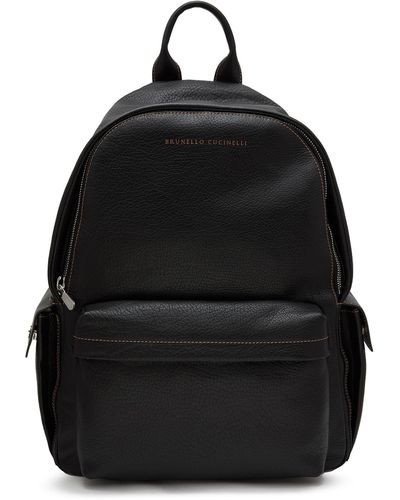 Brunello Cucinelli Zipped Leather Backpack - Black