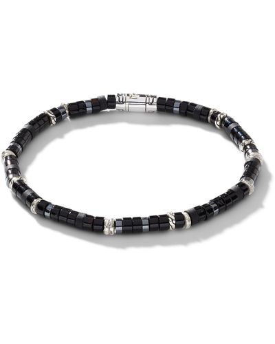 John Hardy 'classic Chain' Sterling Silver Heishi Onyx Hematite Bead Bracelet - Black