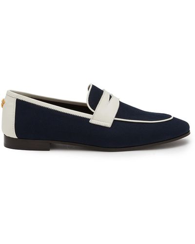 Bougeotte Flâneur Leather Cotton Loafers - Blue