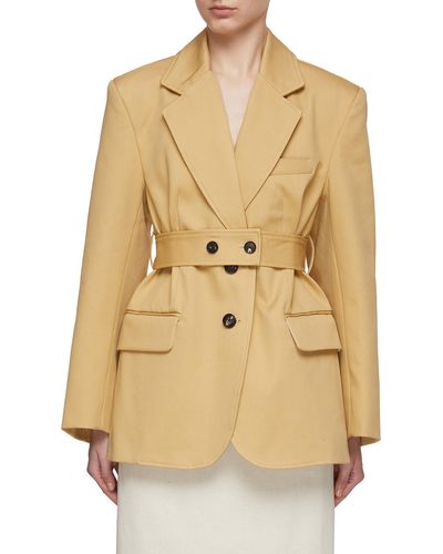 Co. Single Breasted Belted Tton Blazer - Natural