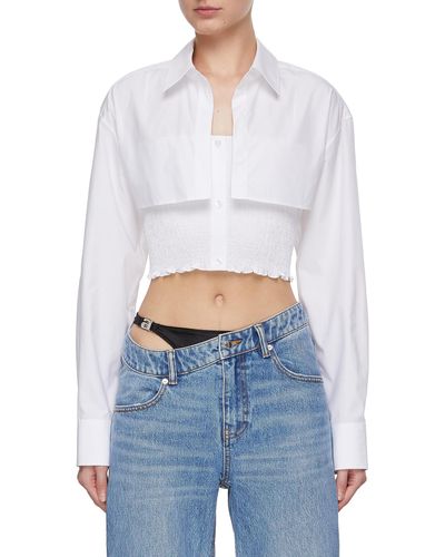 T By Alexander Wang Smocked Cami Overshirt Twinset - White