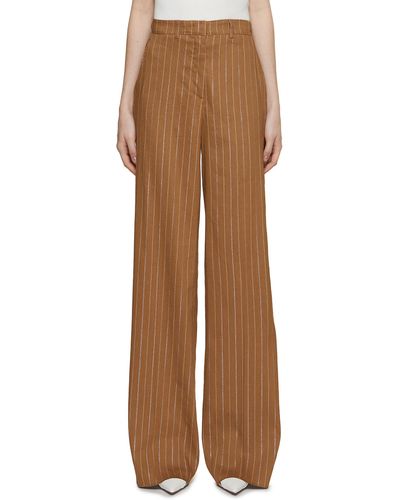 Marella Lurex Pinstripe Pants - Brown