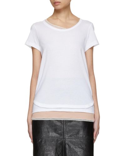 N°21 Lingerie Hem Round Neck T-shirt - White