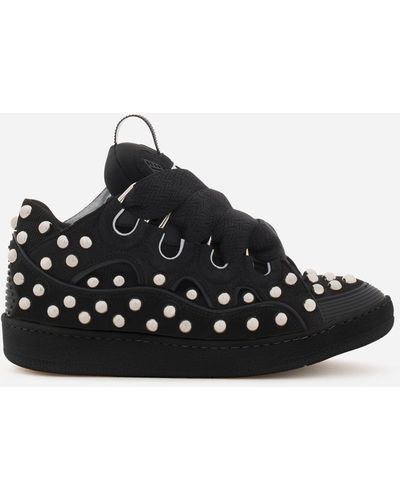 Lanvin Studded Leather Curb Sneakers - Black