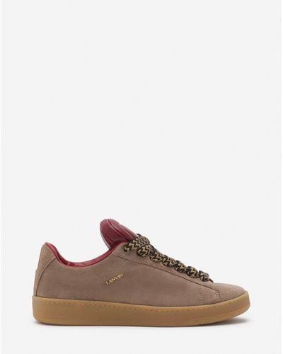 Lanvin X Future Hyper Curb Sneakers In Leather And Suede - Brown