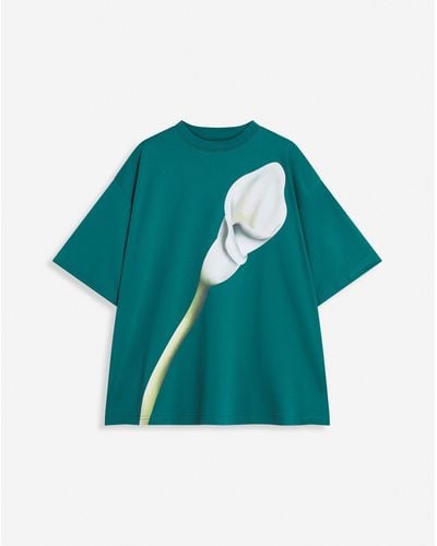 Lanvin Oversized T-shirt With Calla Lily Print - Green