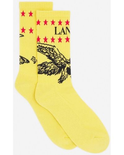 Lanvin X Future Logo And Cotton Eagle Socks - Yellow