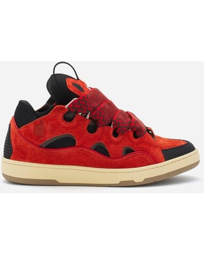 Lanvin Leather Curb Sneakers - Red