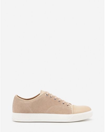 Lanvin Dbb1 Leather And Suede Sneakers - Natural