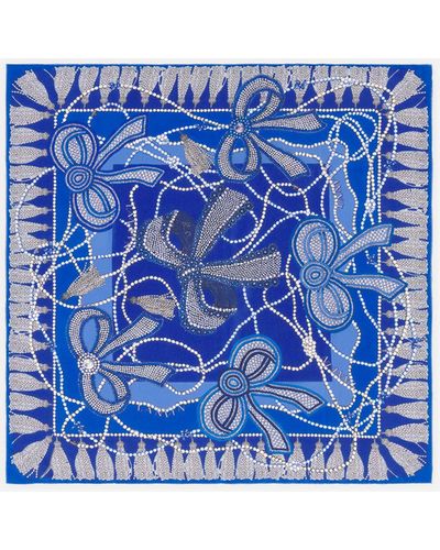 Lanvin Silk Scarf With Curb Laces Print - Blue