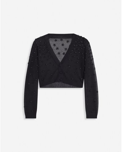 Lanvin Sheer Embroidered-mesh Fitted Cardigan - Black