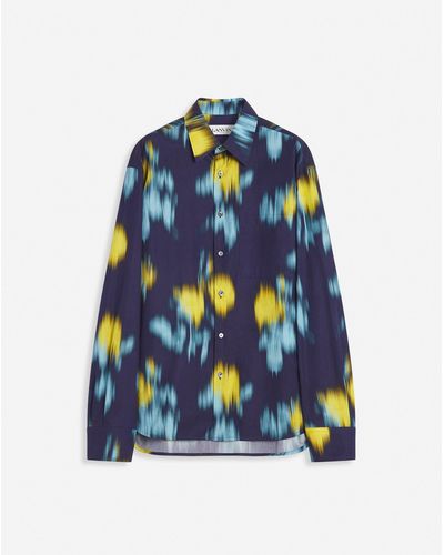 Lanvin Blurred Floral Print Loose-fitting Shirt - Blue