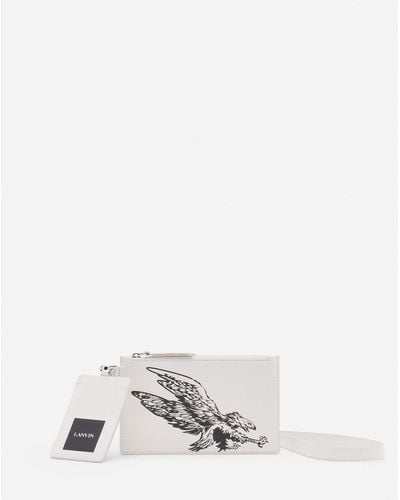 Lanvin X Future Leather Double Clutch With Eagle Print - White