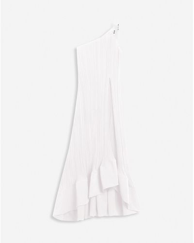 Lanvin Long Asymmetrical Pleated Dress - White