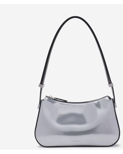 Lanvin Concerto Baguette Bag In Metallic Leather - White
