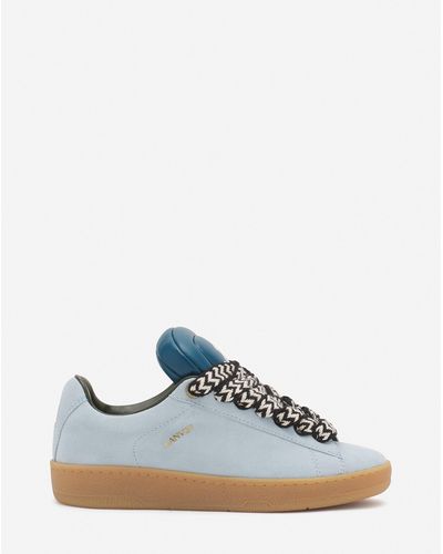 Lanvin X Future Hyper Curb Sneakers In Leather And Suede - Blue